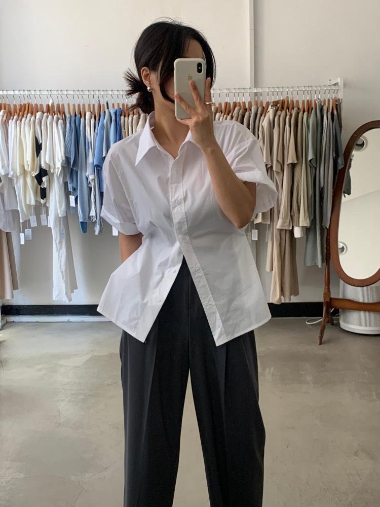 스냅셔츠 여성 여자 여름 투웨이 반팔 셔츠 블라우스 (4col)