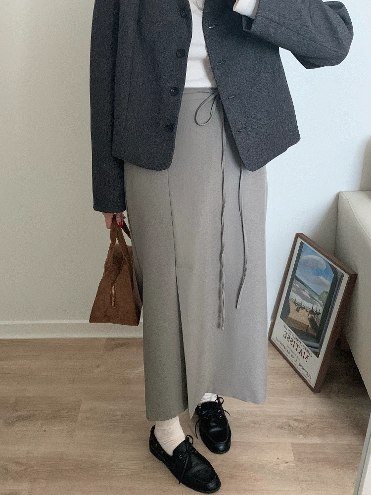 [당일발송/블랙] 레반 리본 롱 스커트