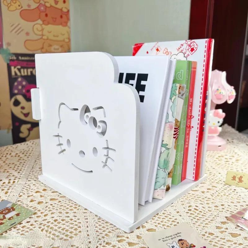 애니메이션 산리오 책상 선반 나무 책장, 헬로 키티 시나모롤 다기능 매거진 거치대, 카와이 화장품 사무실 정리함