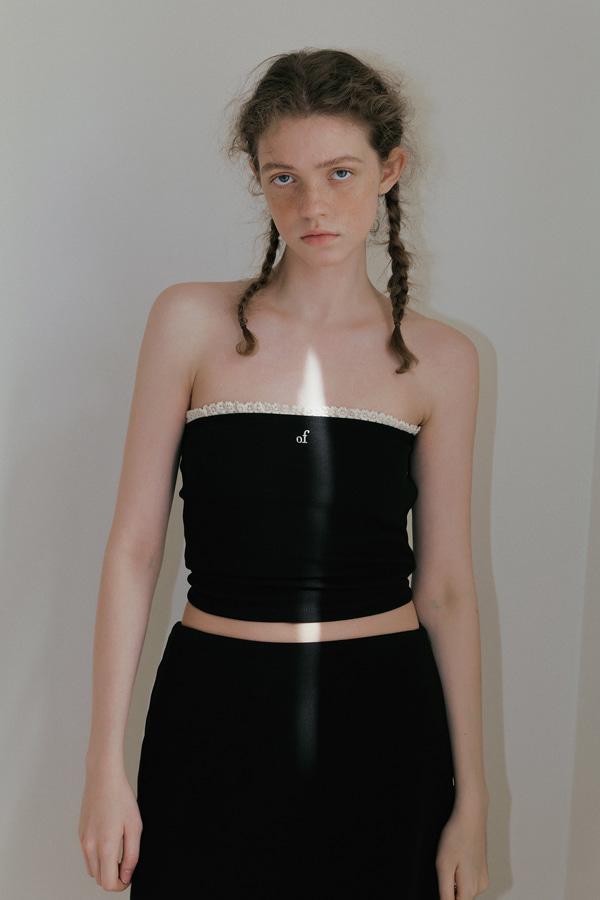 [5/26 예약배송]of lace tube top_black
