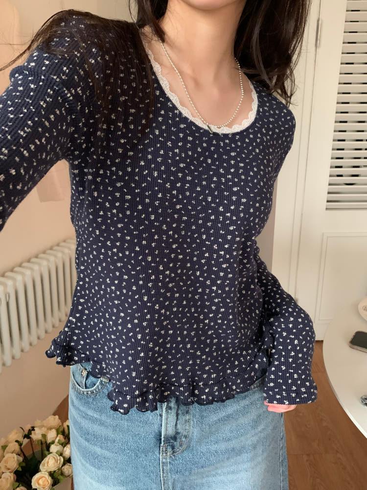 멜빌 레이스 와플 티셔츠 2color