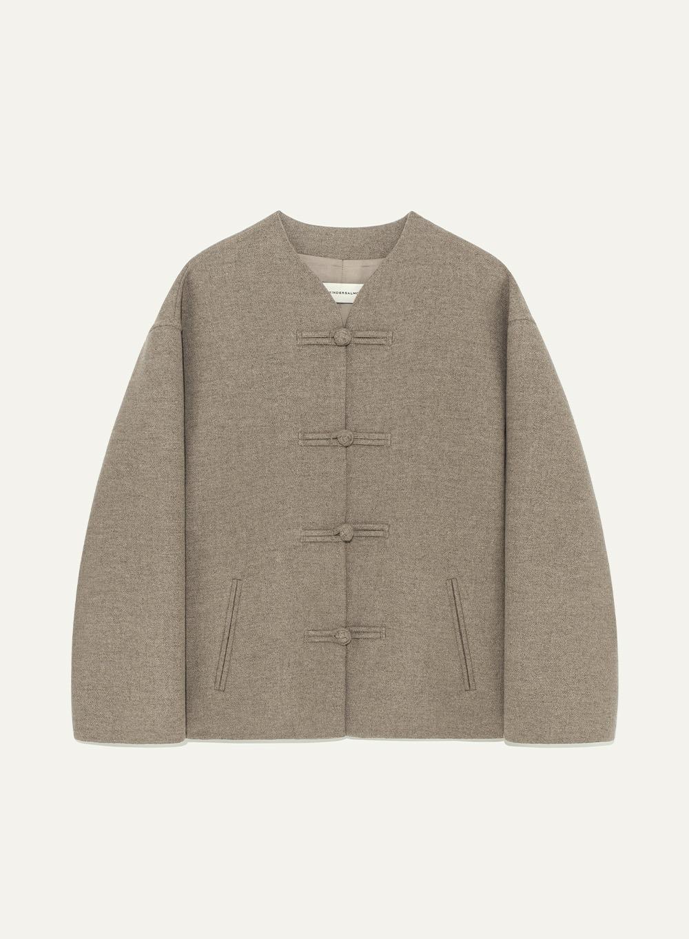 Grid Jacket in Cashmere Blended Chestnut