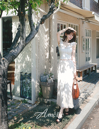 밀크코코아 Event 10%.Amelie line.mood lace maxi skirt