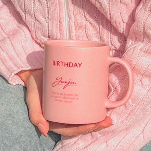 생일 벌스데이 핑크 무광 머그컵 380ml