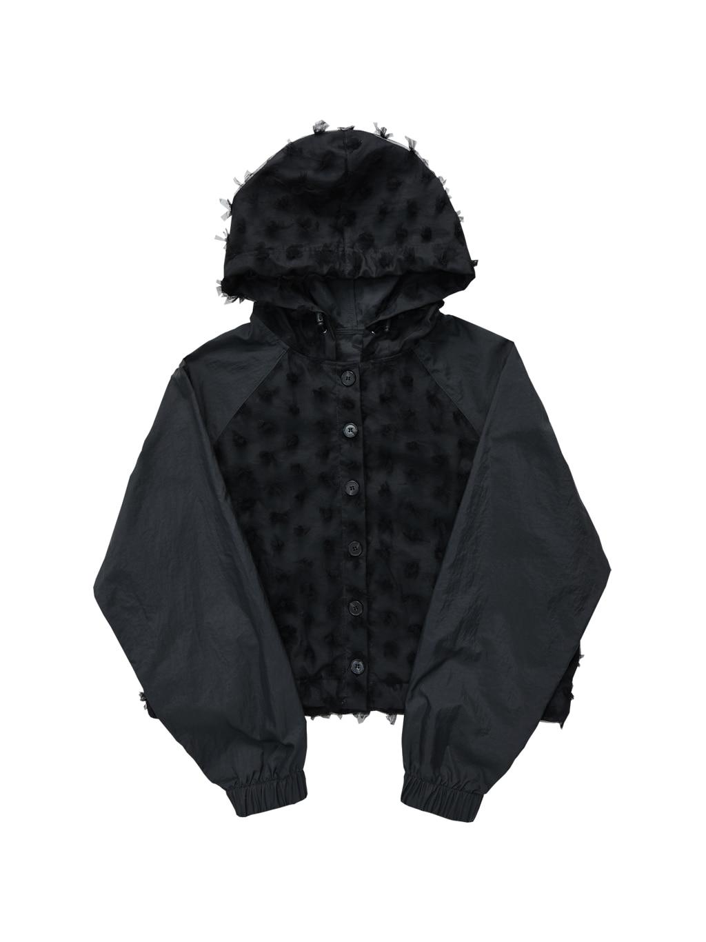 레이스 크롭 후드 (블랙)