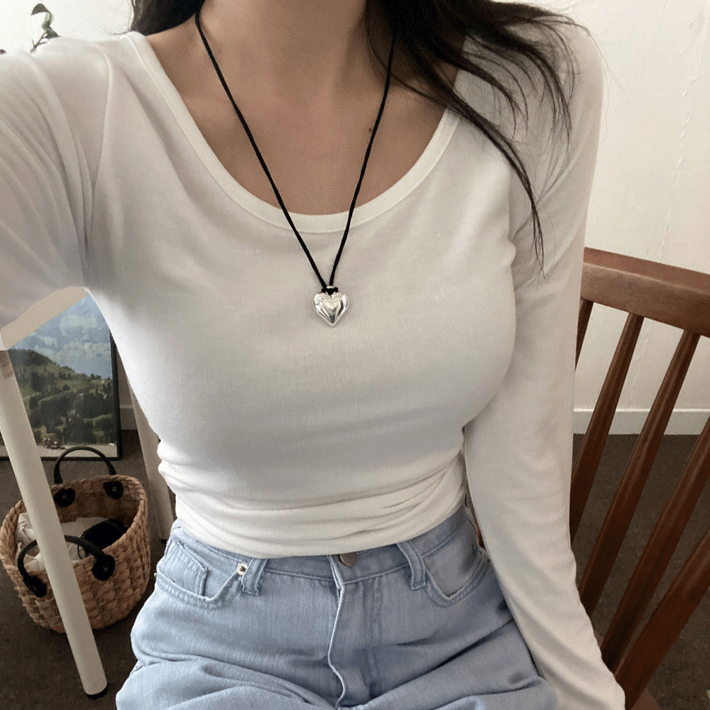 리플 심플 라운드 긴팔티