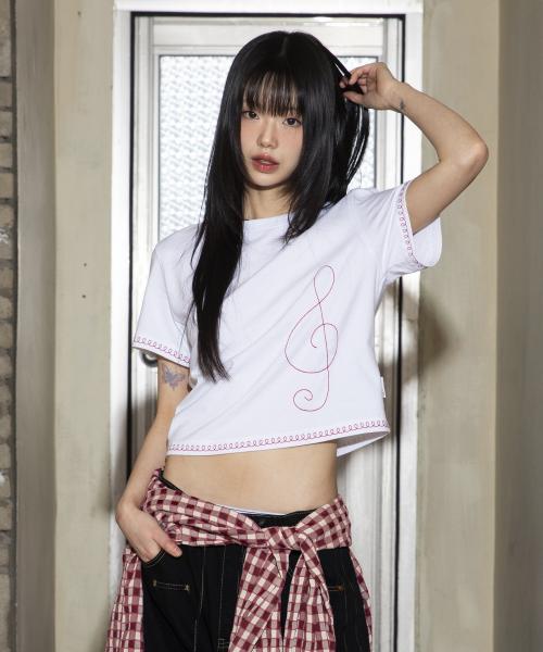 WXT032 G 클레프 스파이럴 숏 슬리브 (WHITE)