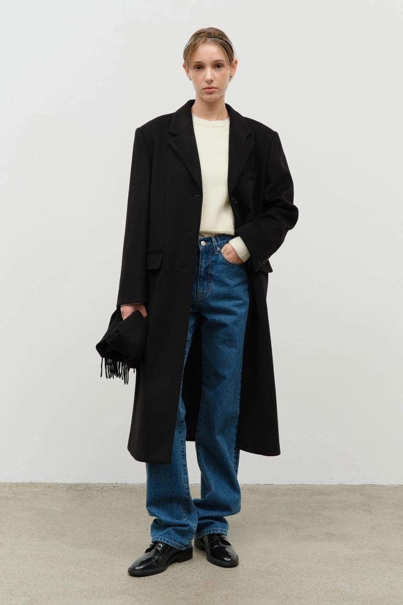 Dunst - ESSENTIAL CASHMERE SINGLE COAT BLACK