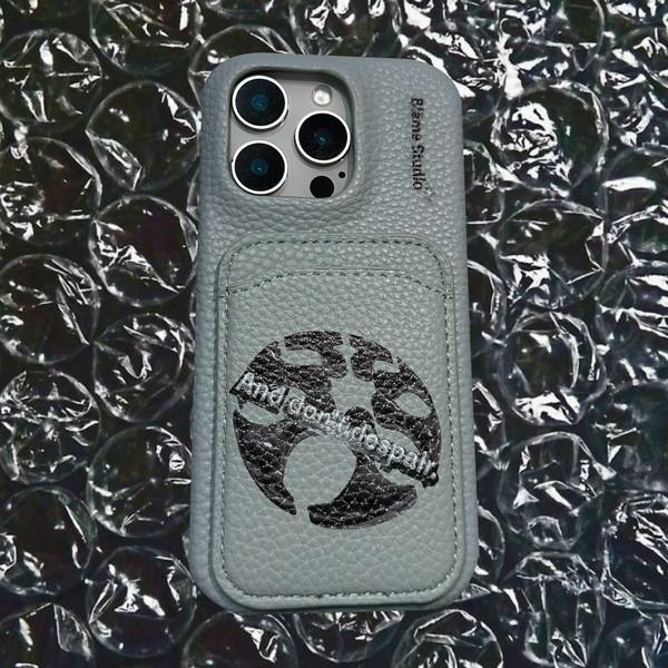 3D Planet Titanium Gray Leather case