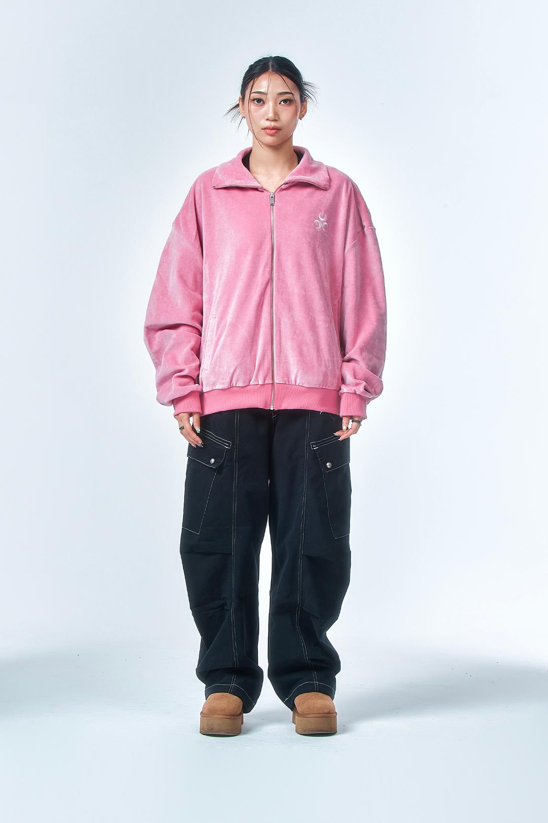 Signature Velour Zip-Up Pink