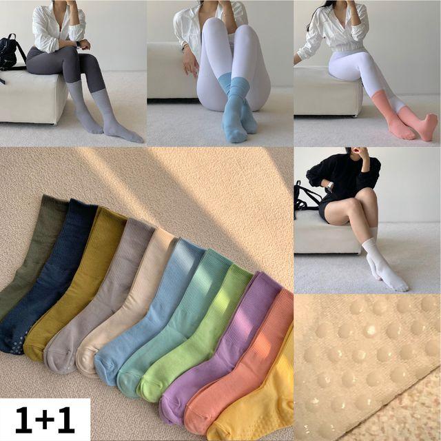 [1+1 당일출고] 파스텔 논슬립 양말 레깅스 필라테스 요가 헬스 양말 필라테스양말 요가양말 미끄럼방지 운동양말 홈트레이닝