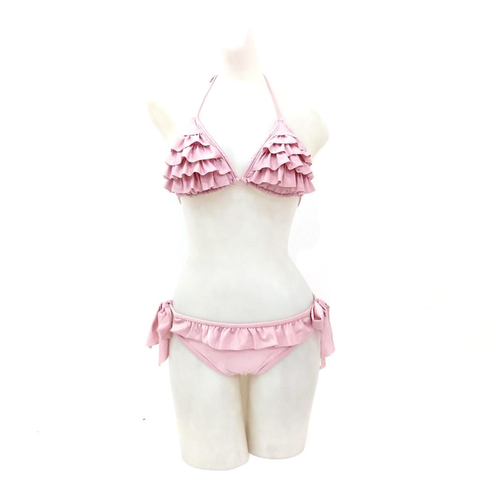 [아싸마켓],인디안핑크프릴,리본홀터넥비키니