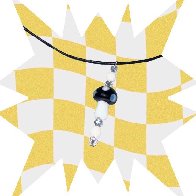 3colors) 드롭 머쉬룸 천연 가죽 끈 목걸이 / 핸드메이드 자체제작