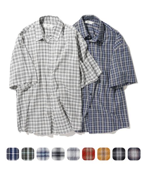 [2PACK] 시어서커 체크 반팔 셔츠 패키지