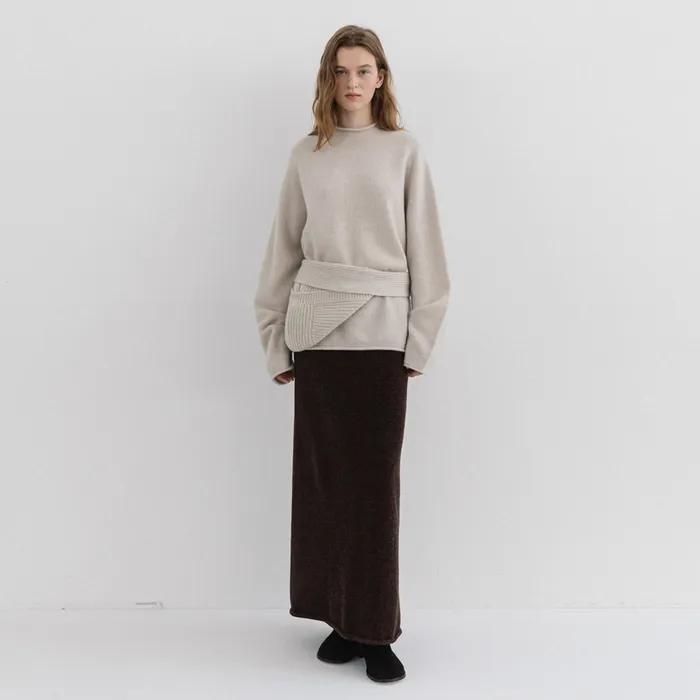 velvet knit skirt (dust cocoa)