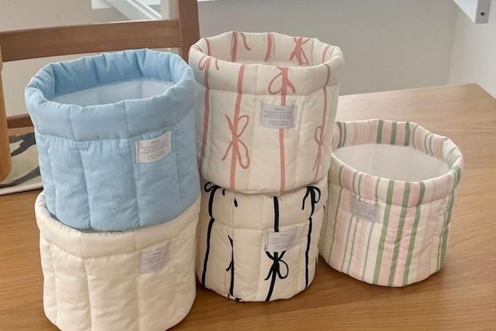패딩 패브릭 바구니 누빔 바스켓 휴지케이스 장난감 소품정리 5color