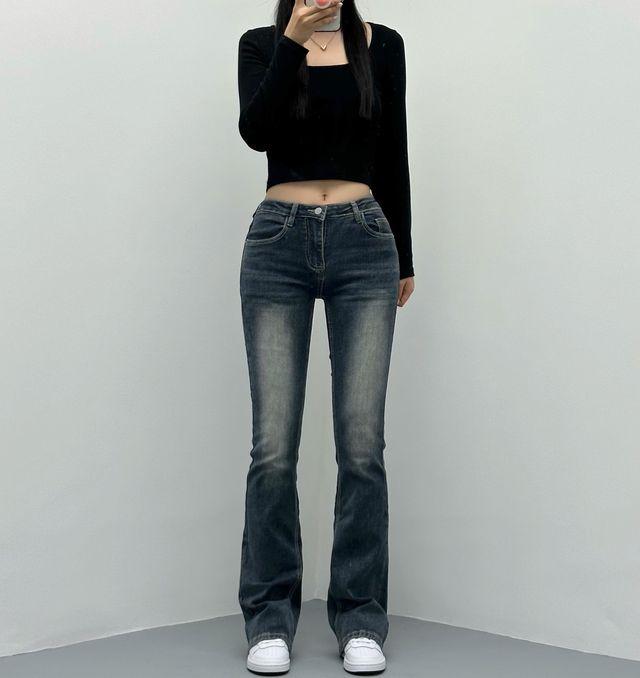 딥블루[숏,롱/~XL/체형보정] 앤디 로우라이즈 워싱 롱 부츠컷 데님팬츠 사계절청바지 가을팬츠 스판팬츠_선데이이브닝