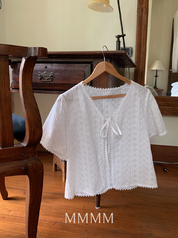 MMMM #단독주문/당일발송 소르베 리본 가디건블라우스[size:1,2]