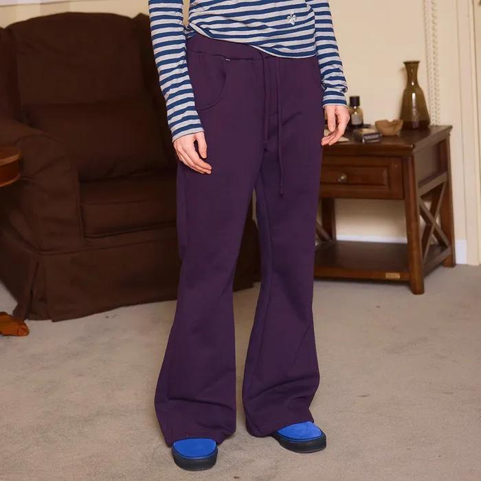 BOOT-CUT SWEAT PANTS / purple