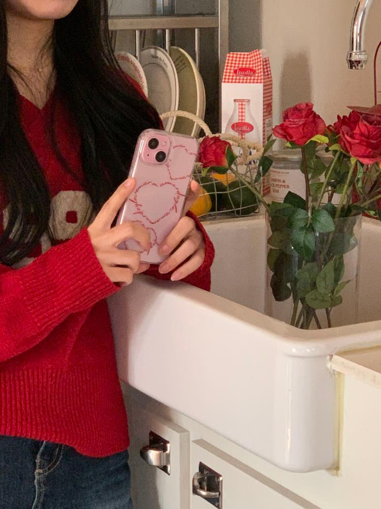 마머데이ㅣ레드 하트비트 젤리하드케이스 iphone 13