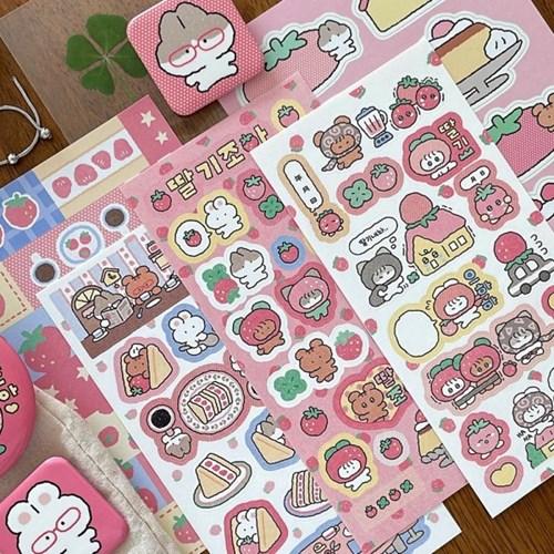 윤구 딸기조아 스티커 4종