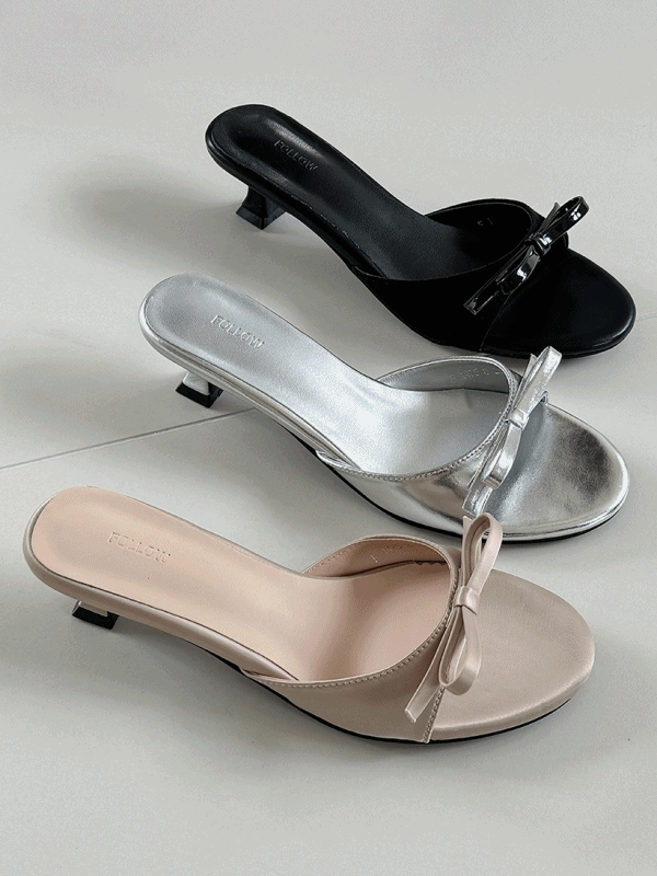 민샵 [여름🍹샌들] 쿠션좋은 새틴 리본 뮬 슬리퍼 샌들 (4cm)