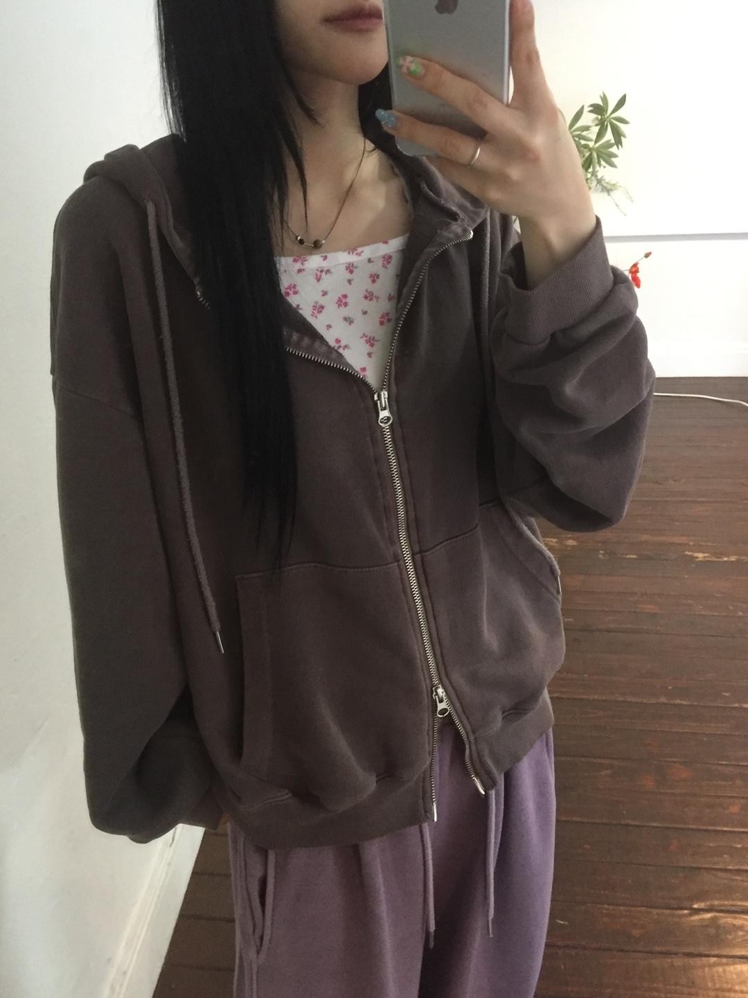 Pigment hood zip - up