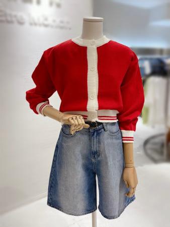 이런 상품 어때요? 레터링 배색 라운드가디건(GO8KG052F)