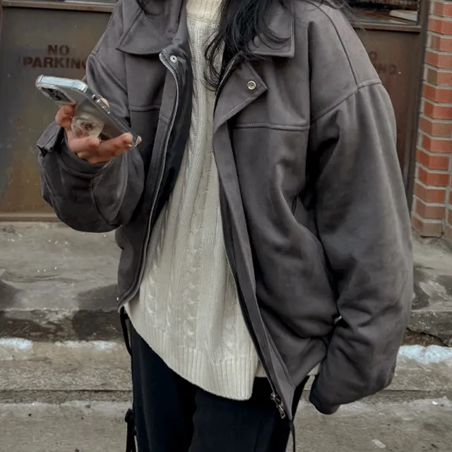 (unisex) 오버핏 스티치 스웨이드 누빔 점퍼 3color