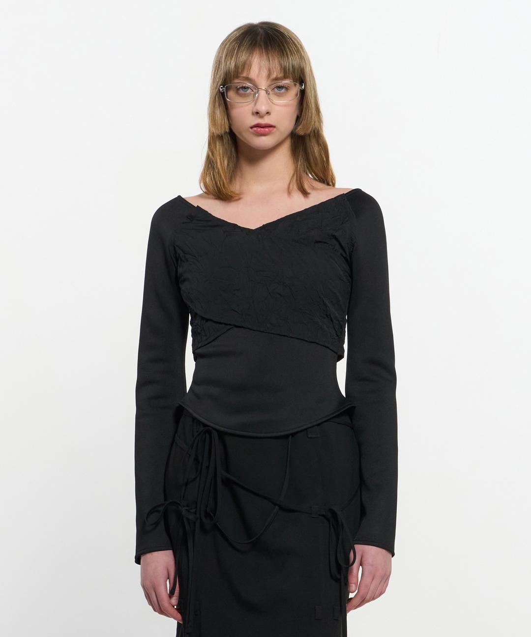 Cross-Draped Top _ BLACK
