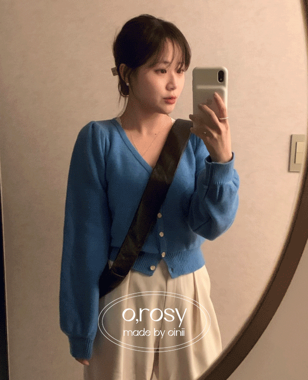 [o,rosy] Merry puff cardigan