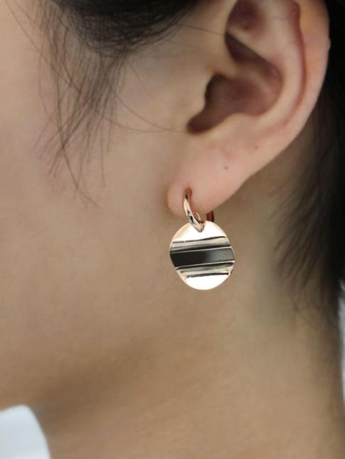 샤밍 웨이브 코인 14K 원터치 귀걸이 동전 12 16미리 딸랑이 여자 친구 선물