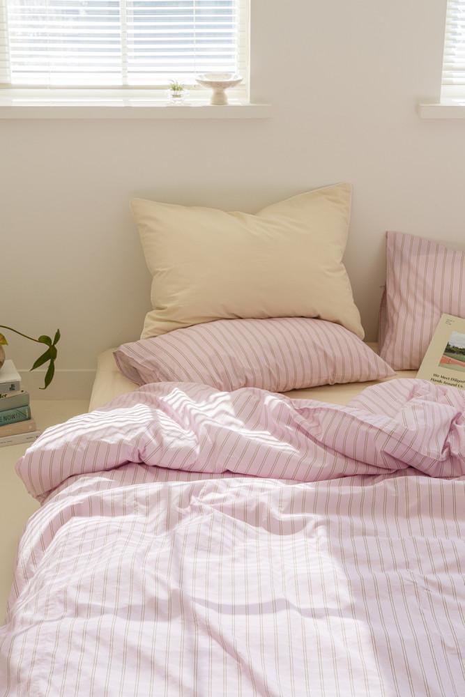 메종본뉘 candy stripe bedding pink 스트라이프 60수 면 이불커버 차렵이불