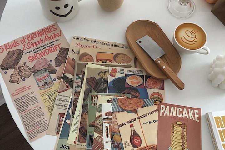 벽 꾸미기 장식 레트로 감성 빈티지 홈카페 잡지 페이퍼 데코 포스터 세트