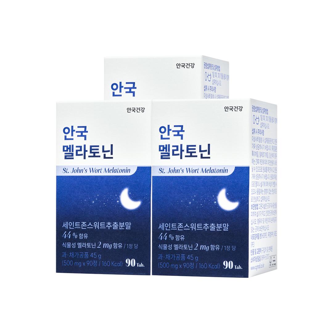 [안국건강] 안국 식물성 멜라토닌 (2mg) 90정 3박스 (9개월분)