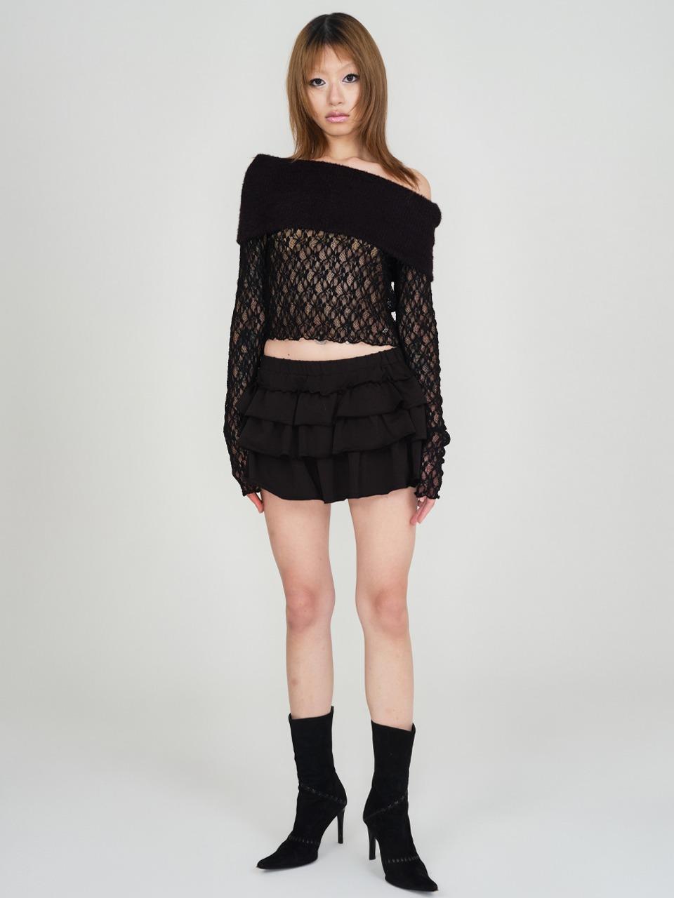 FRILL MINI SKIRT BLACK