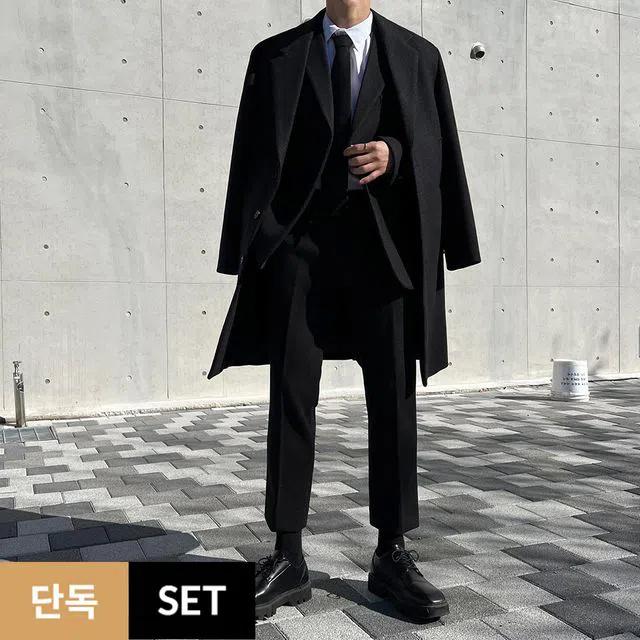[SET] 여심 저격하는 댄디한 겨울 수트 셋업 코디 3pcs (코트+자켓+슬랙스)