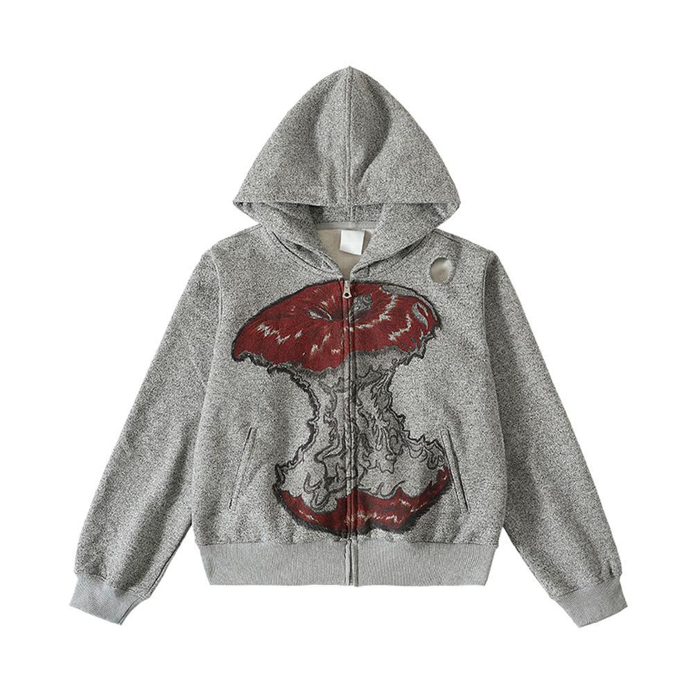 CONP 퓨리 애플 크롭 후드 집업 Furry Apple Sweaters