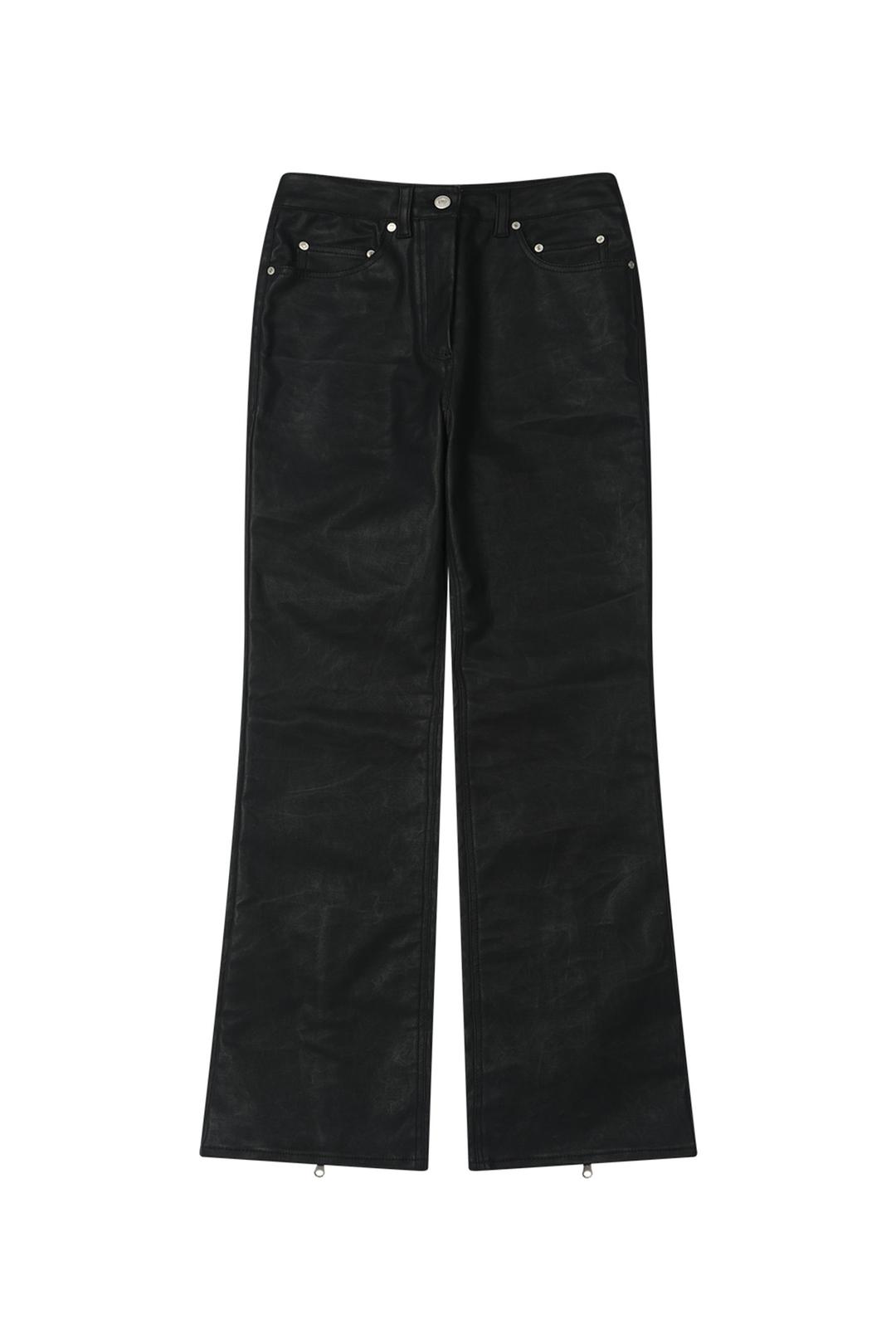 COATED SPAN TROUSERS IN BLACK