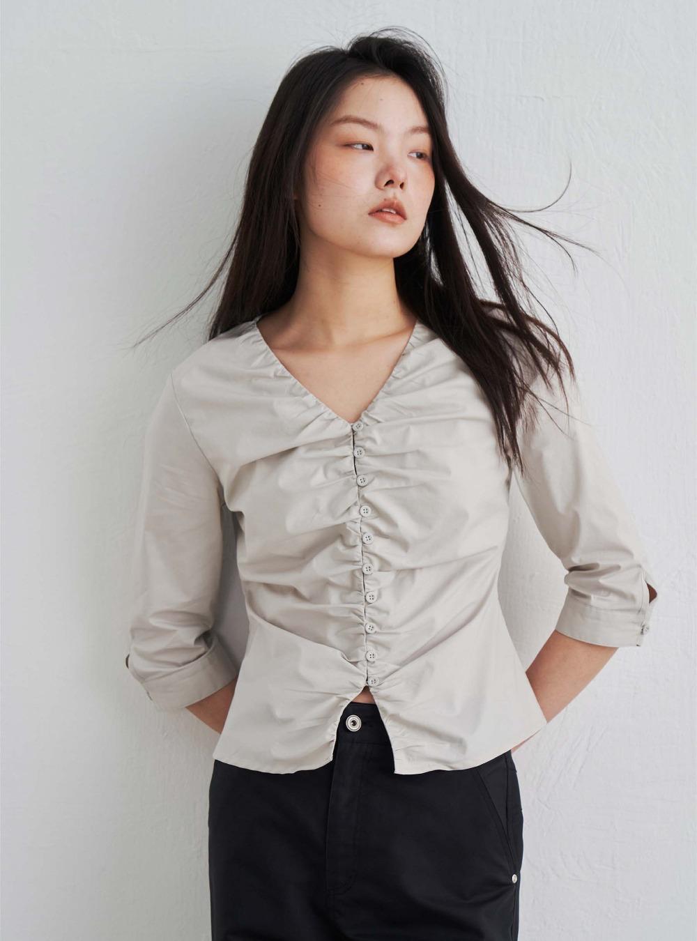V-neck Pleated High-End French Top