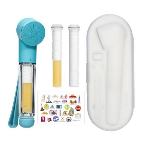 세비앙 여행용 체크인 필터 샤워기 + 필터 2p + 전용보관 케이스 세트, 은하수 파랑, 1세트 - 욕실/화장실용품 | 쿠팡