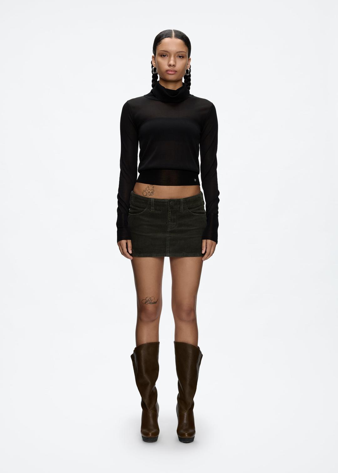 Corduroy Mini Skirt in Dark Grey - Tank Air