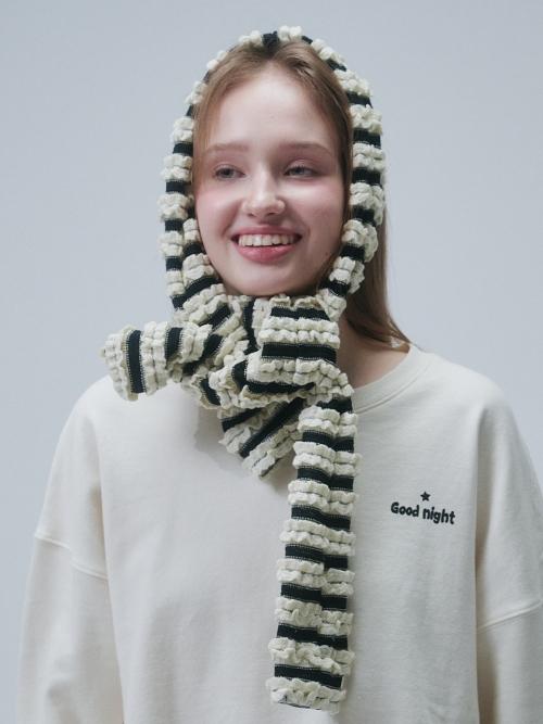 FRILL STRIPE MURFFLER, CREAM