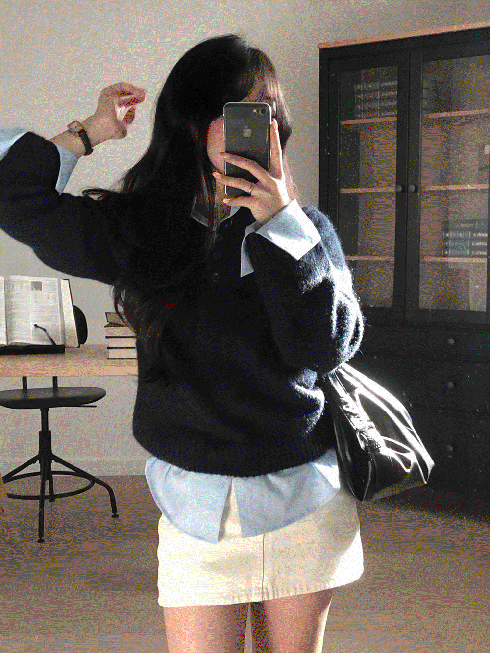 카브 셔츠 레이어드 니트 - 3 color