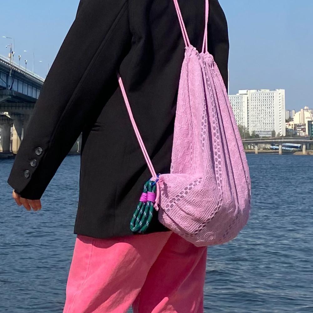 무료배송 레이스 봇짐 (4color) / 마이쿠이 레이스 면 스트링 백팩 가방