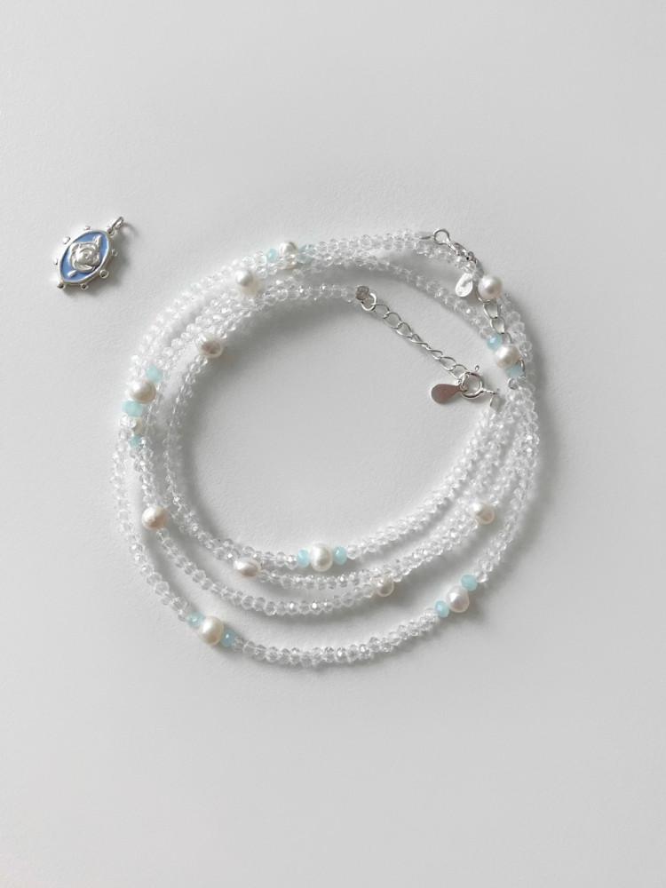 (silver925) ﻿pure beads necklace 투명 비즈 목걸이