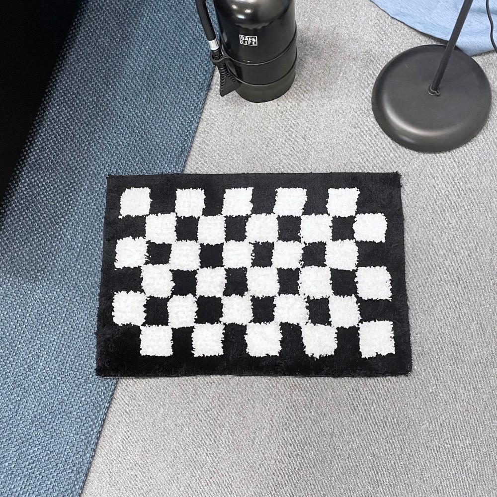 체커보드 미니 러그 워셔블 장모 겨울 비정형 포인트