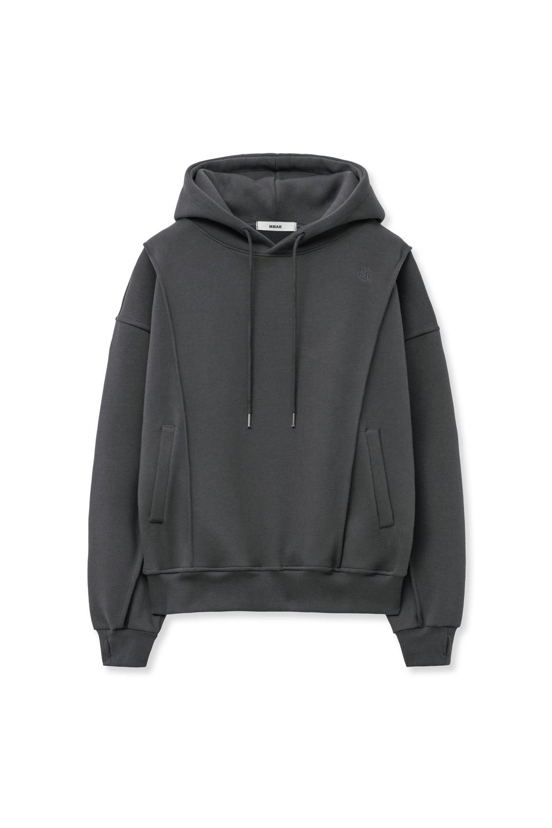 LOGO CROPPED HOODIE,CHARCOAL