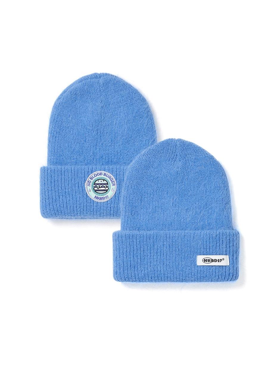 No Blood Burger Soft Angora Beanie Blue