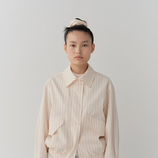 stripe placket blouson jacket (stripe cream)